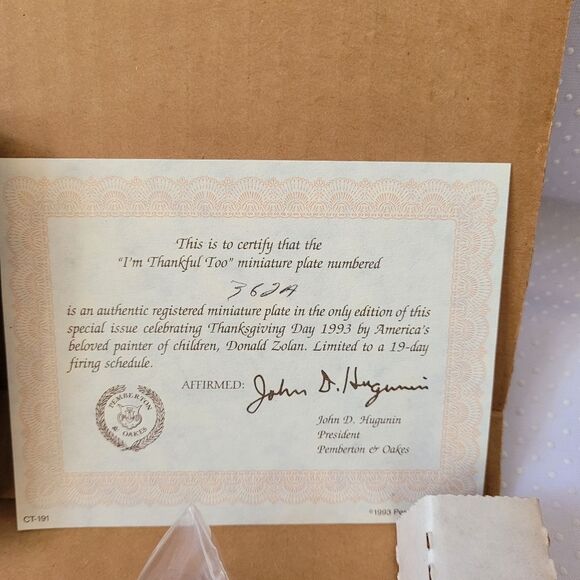 Rare Pemberton & Oaks "I'm Thankful Too" Vintage Mini Plate Collectible - Picture 4 of 5